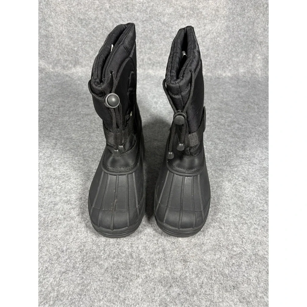 Unbranded #1317 Winter Snow Boots Big Kid 6 Black Insulated Drawstring Duck Boot